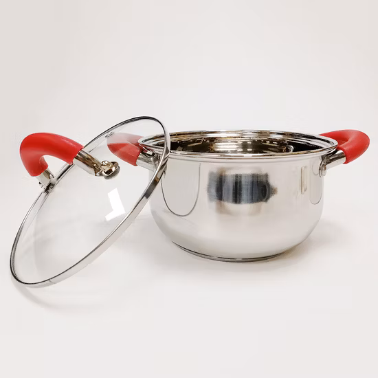 Alça de silicone capa de aço inoxidável conjunto de panelas de acampamento conjuntos de panelas de cozinha